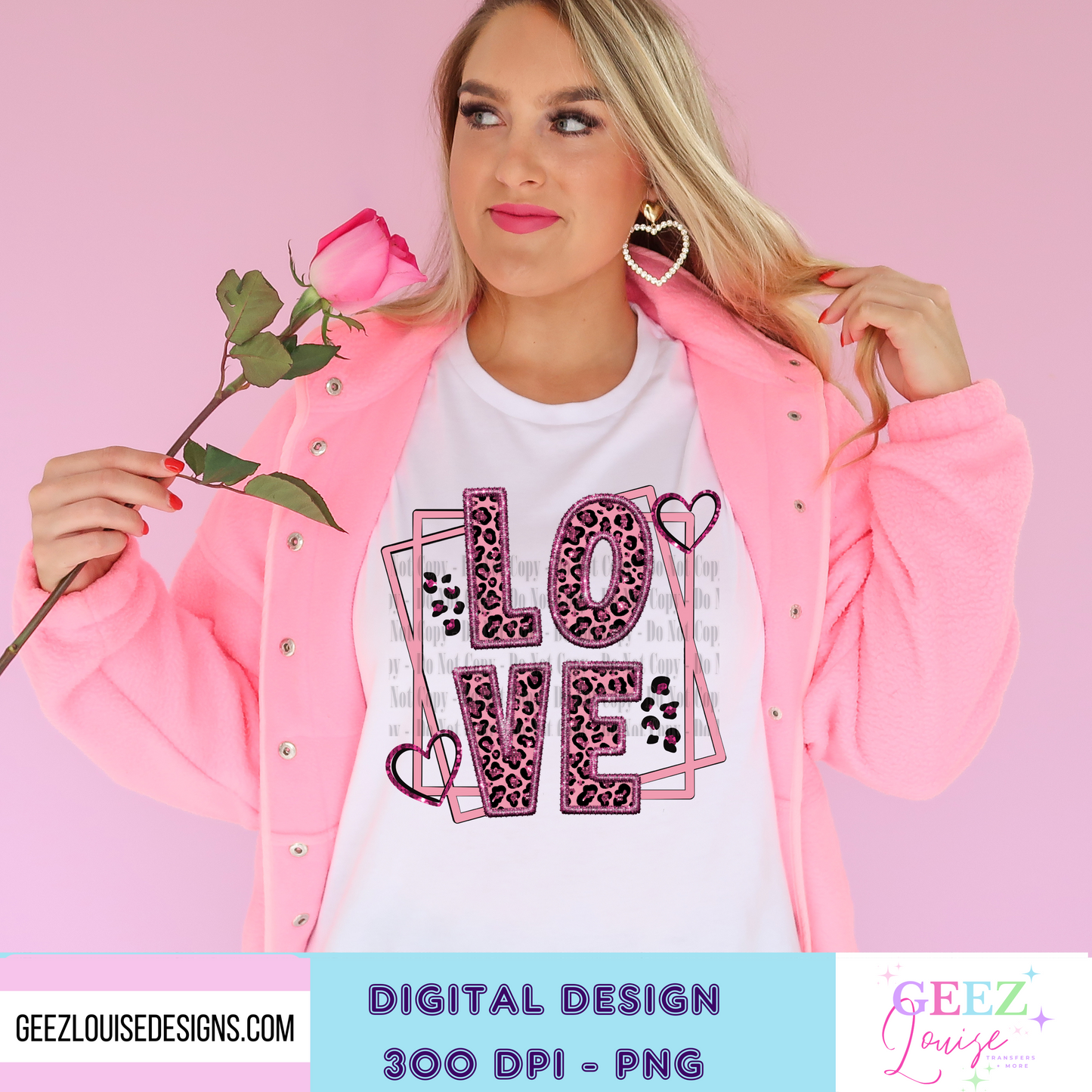 Love - faux sequin faux embroidery Valentines - Digital Download- PNG