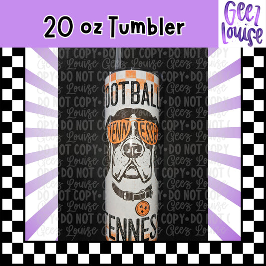 Football Tennessee Dog Dad 20 oz Stainless Steel Tumbler – Lid & Straw Included