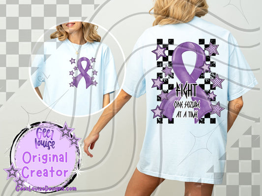 Fight – One Seizure at a Time | Purple Ribbon Epilepsy Awareness Digital Design