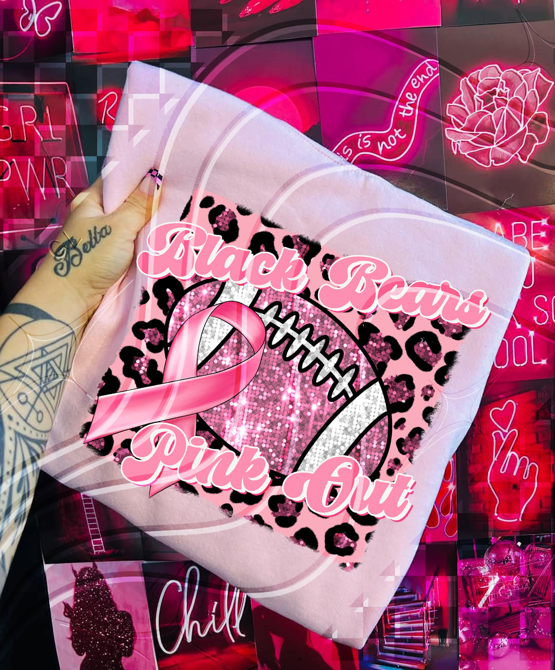 Pink Out Football Game Day Digital Design – Custom Team Name