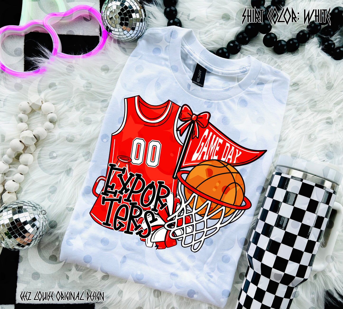 Basketball Game Day Digital Design | Custom Team Spirit PNGs (100+ Teams) - Red