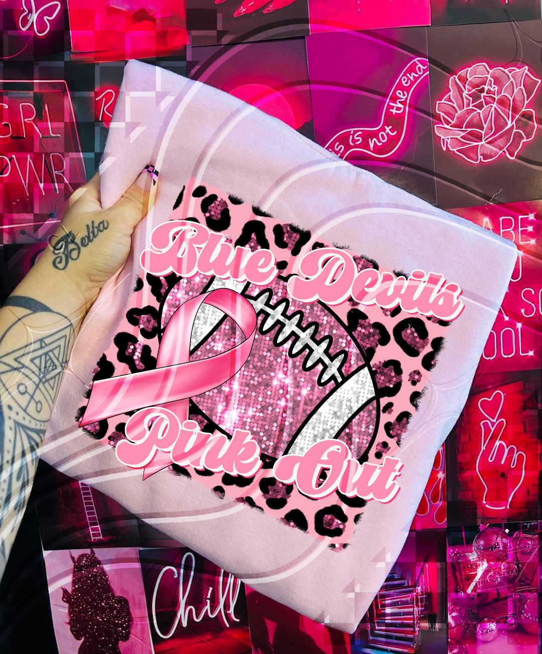 Pink Out Football Game Day Digital Design – Custom Team Name