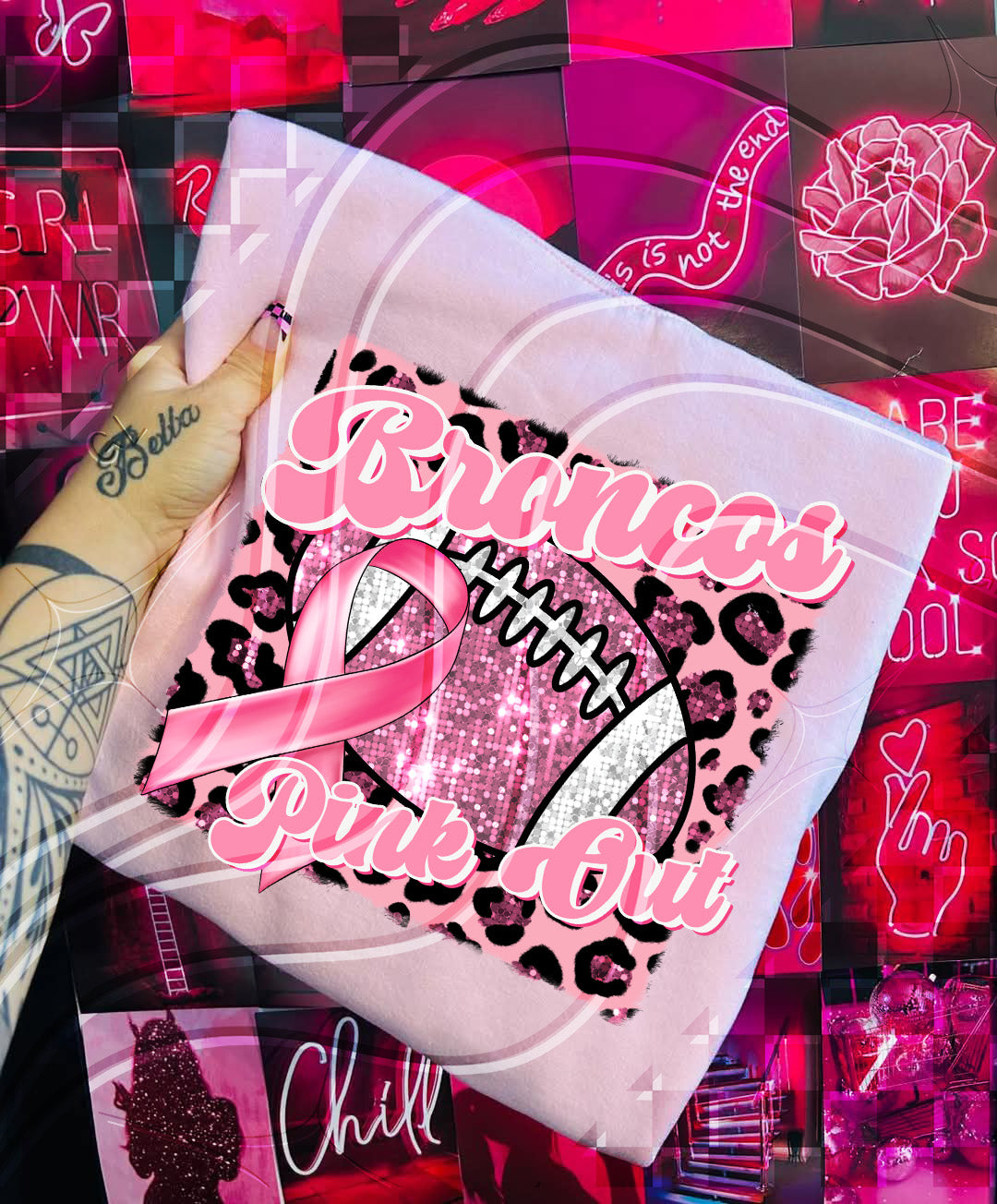 Pink Out Football Game Day Digital Design – Custom Team Name