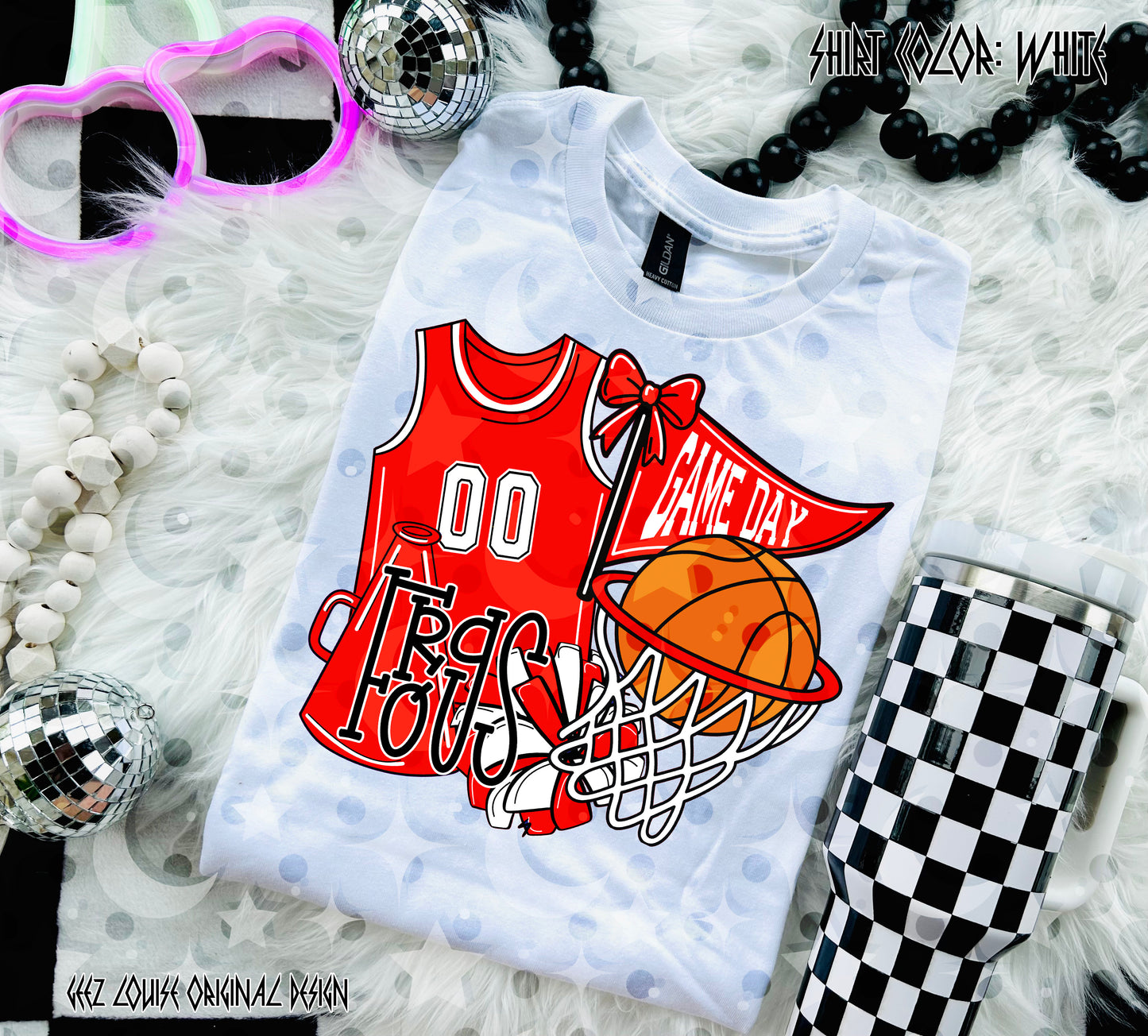 Basketball Game Day Digital Design | Custom Team Spirit PNGs (100+ Teams) - Red