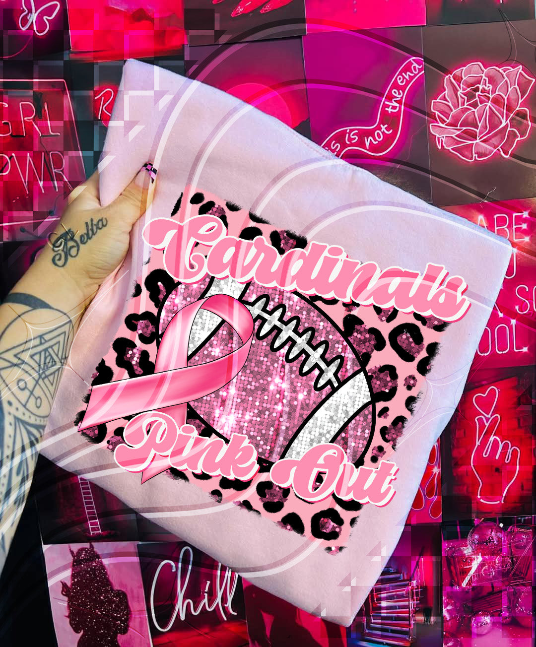 Pink Out Football Game Day Digital Design – Custom Team Name