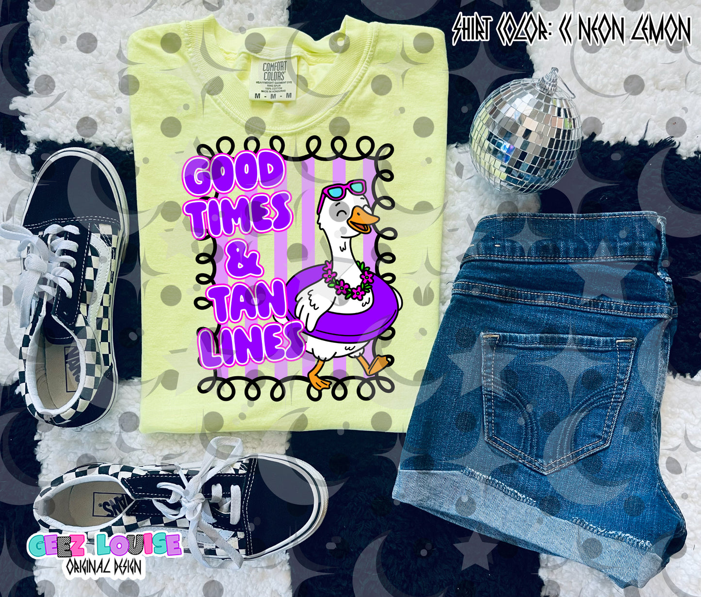 Good Times & Tan Lines Goose PNG | Summer Pool Float Design | Cute Beach Goose Graphic | Vacation Shirt PNG