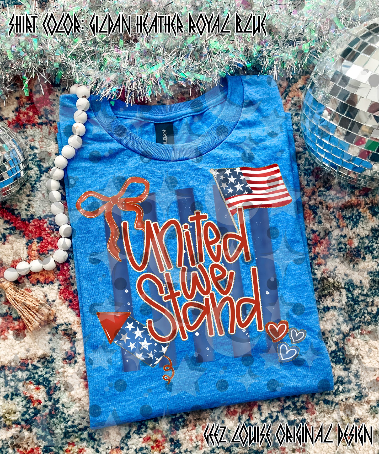 United We Stand PNG | Patriotic Bow Design | Red White Blue Sublimation | 4th of July Shirt Design