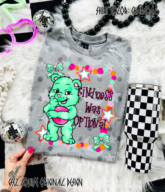 Kindness Was Optional – Retro Bear PNG