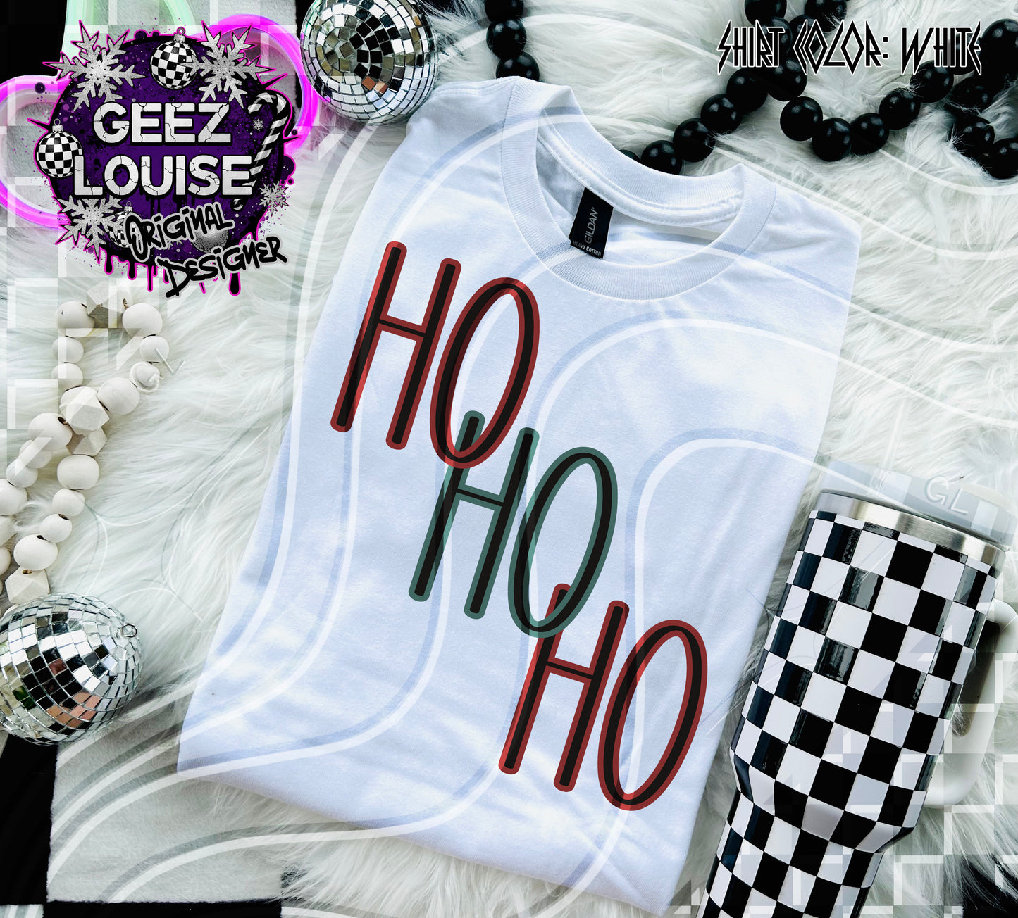 HO HO HO Outline Digital Design – Classic Red & Green