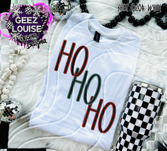 HO HO HO Outline Digital Design – Classic Red & Green