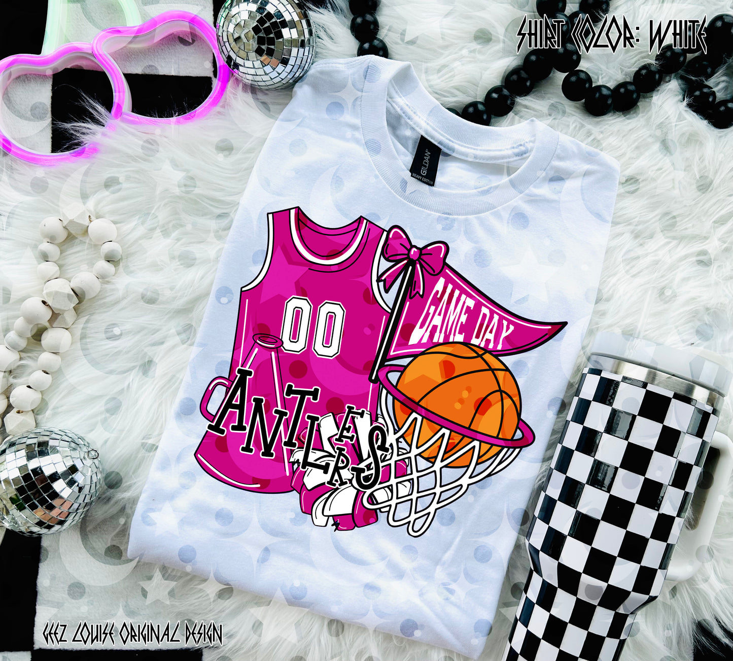 Basketball Game Day Digital Design | Custom Team Spirit PNGs (100+ Teams) - Dark Pink