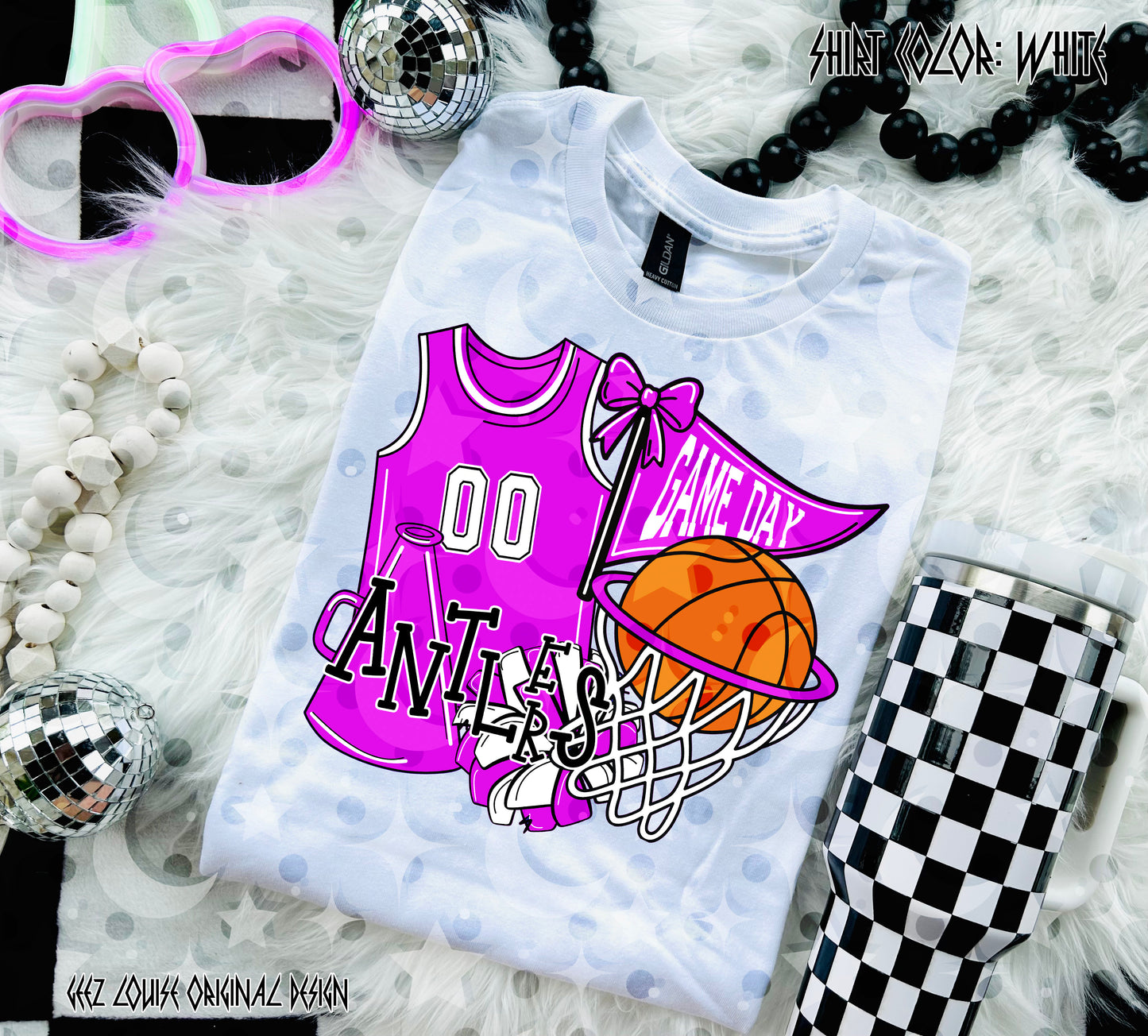 Basketball Game Day Digital Design | Custom Team Spirit PNGs (100+ Teams) - Pink