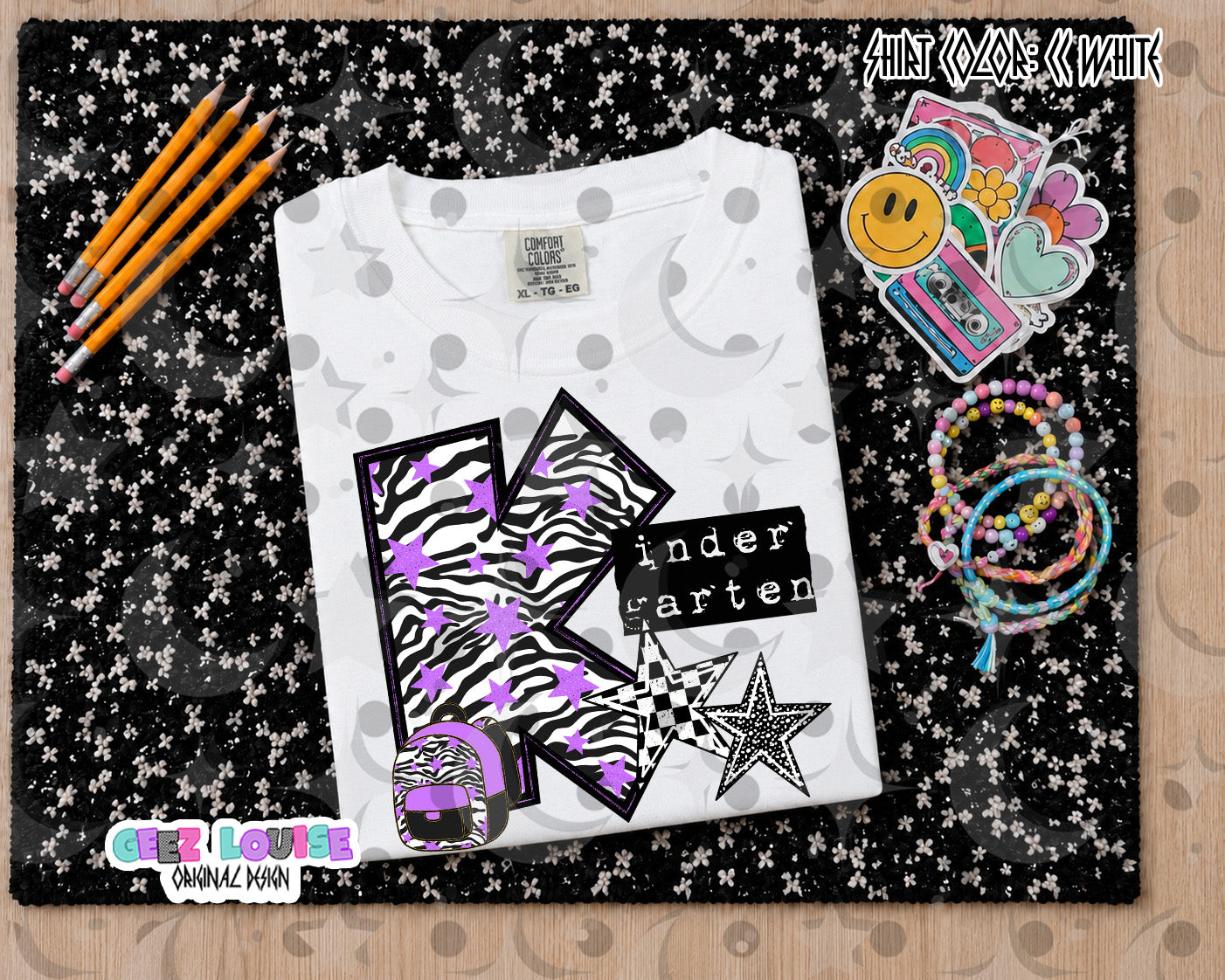 Retro Zebra purple School Grade PNG Bundle | Pre-K through 5th Grade Digital Design