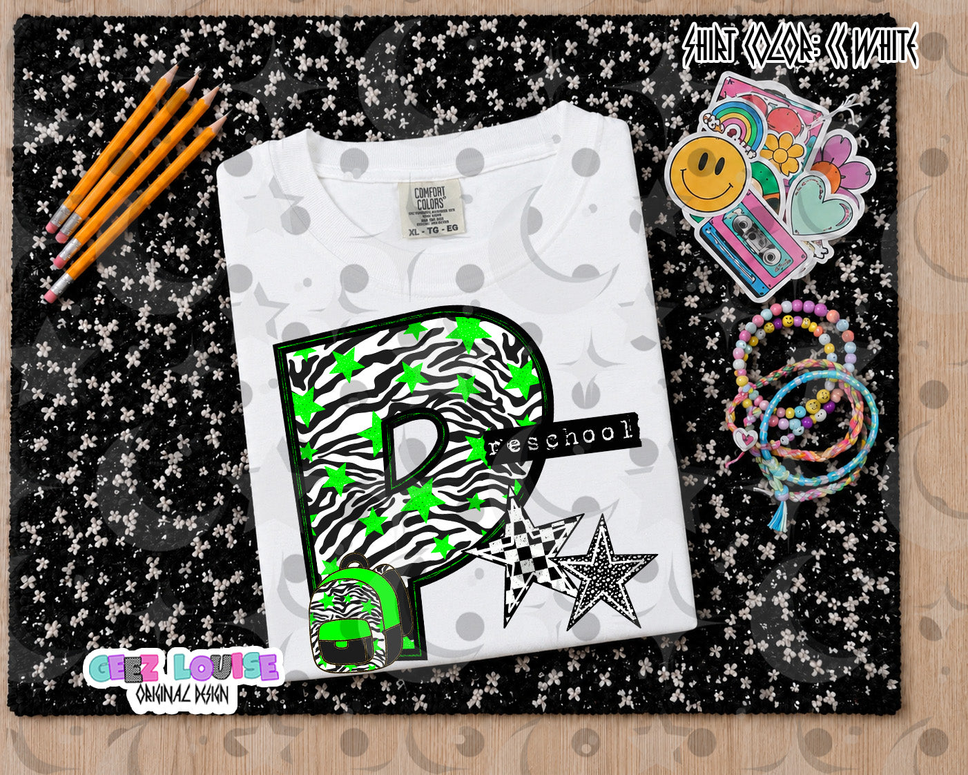 Retro Zebra Green School Grade PNG Bundle | Pre-K through 5th Grade Digital Design
