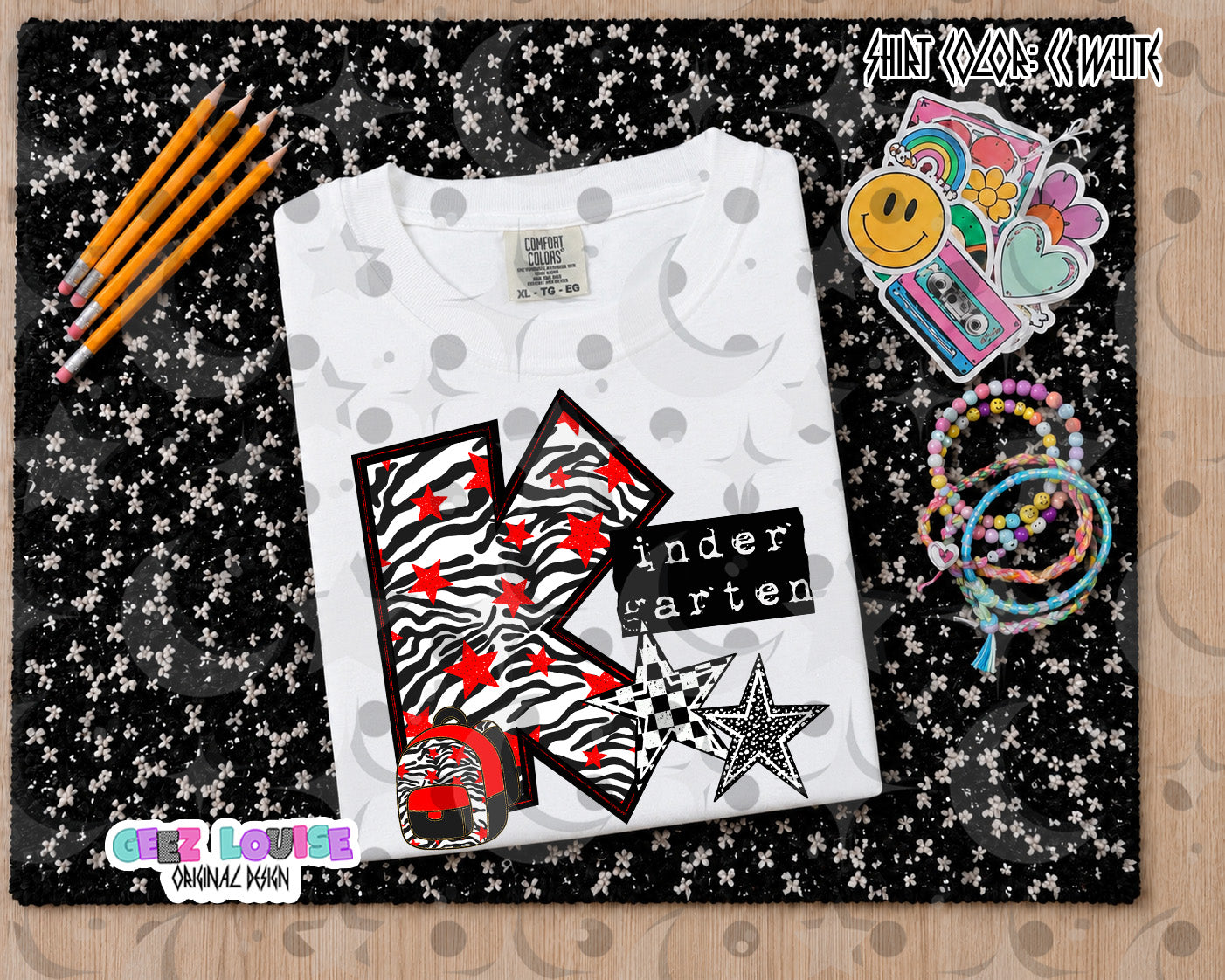 Retro Zebra red School Grade PNG Bundle | Pre-K through 5th Grade Digital Design