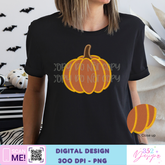 Faux embroidery pumpkin - Digital Download- PNG