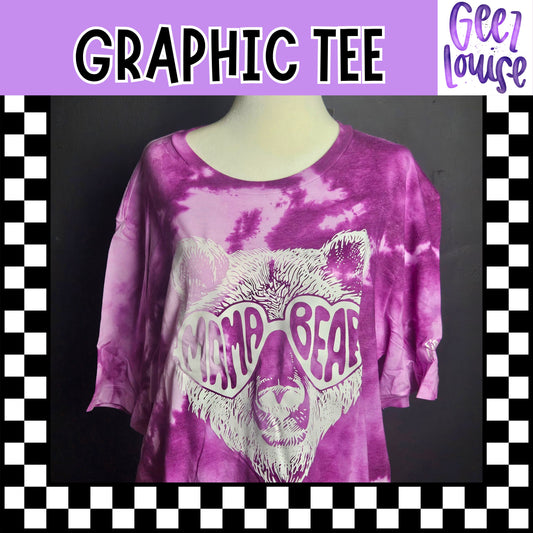 Mama Bear Bleach Dyed Graphic Tee - Ready to Ship