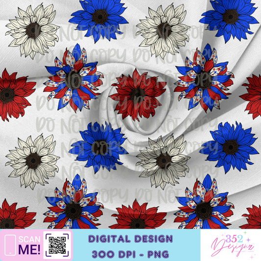 Sunflower large -scale patriotic - seamless - Digital Download- PNG