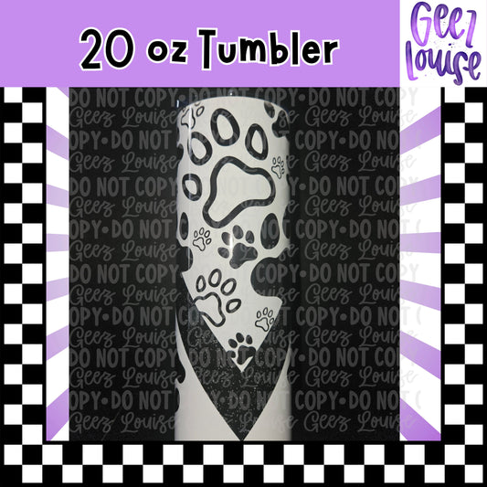 Paw Print Bandana 20 oz Stainless Steel Tumbler – Lid & Straw Included