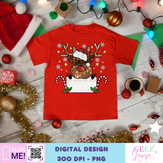 reindeer sequin Christmas - Digital Download- PNG