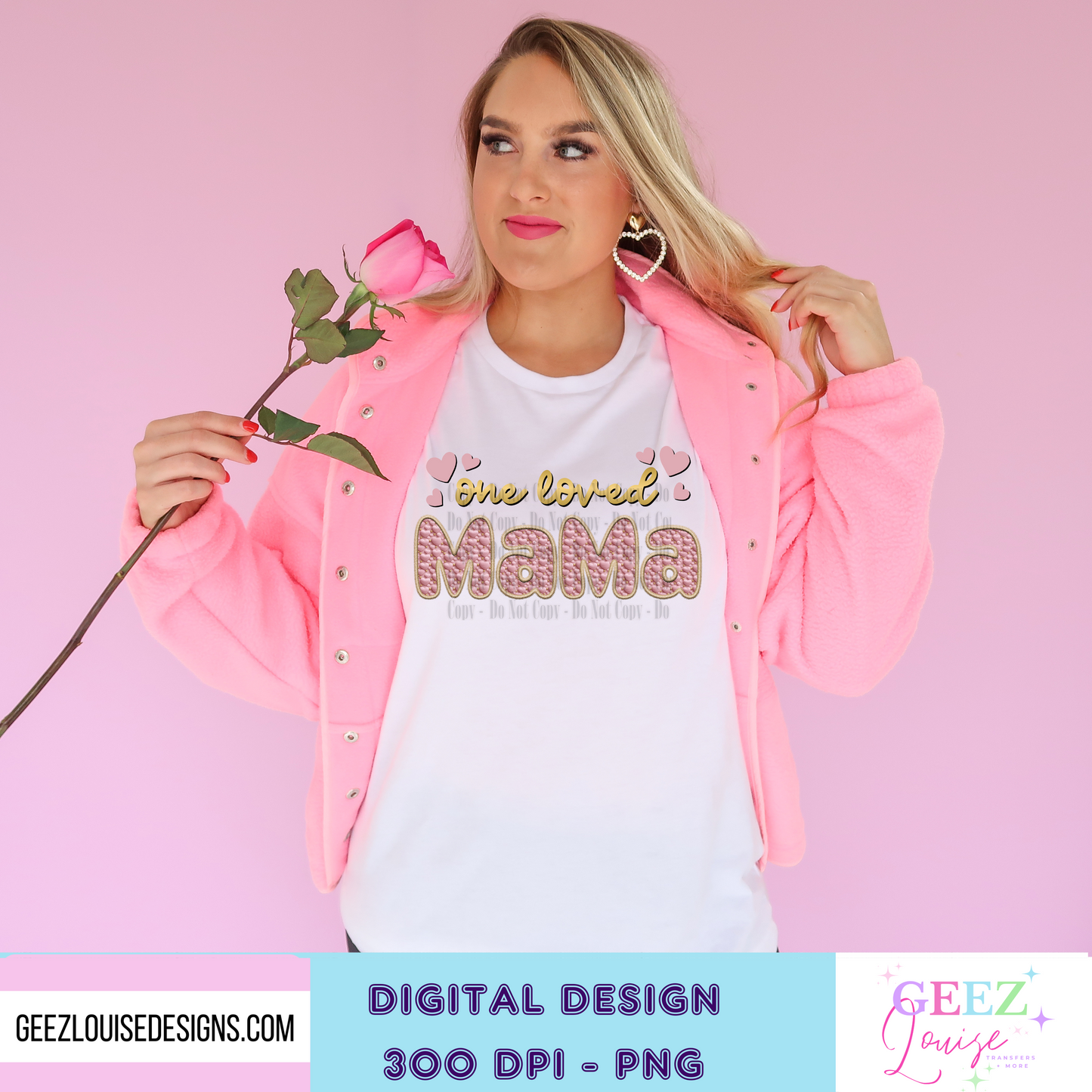 One loved Mama faux embroidery- Valentine's - Digital Download- PNG