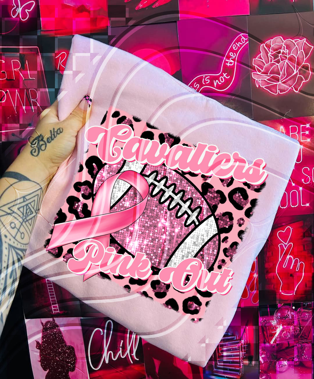 Pink Out Football Game Day Digital Design – Custom Team Name