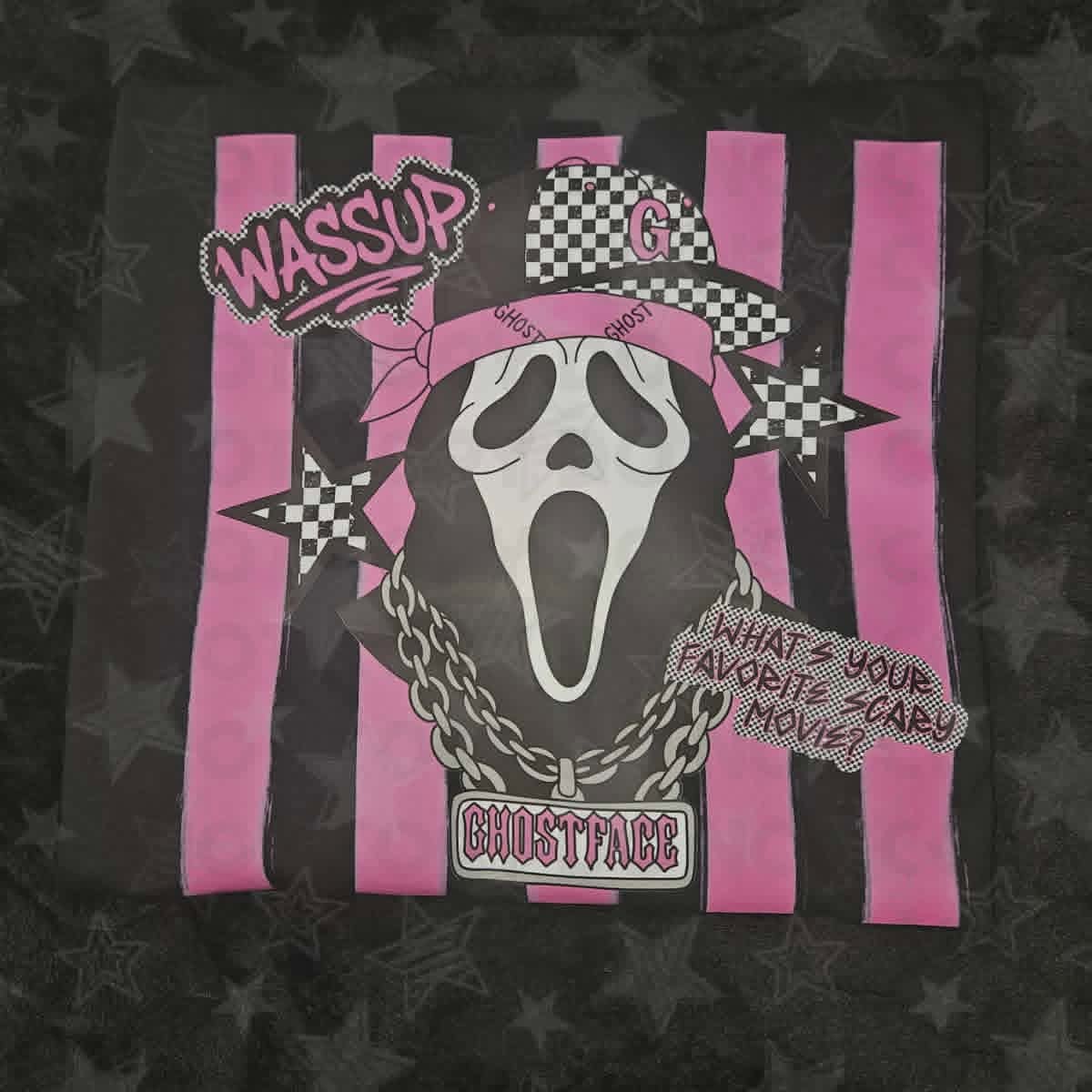 90s Horror Inspired Pink & Checker Graphic Tee