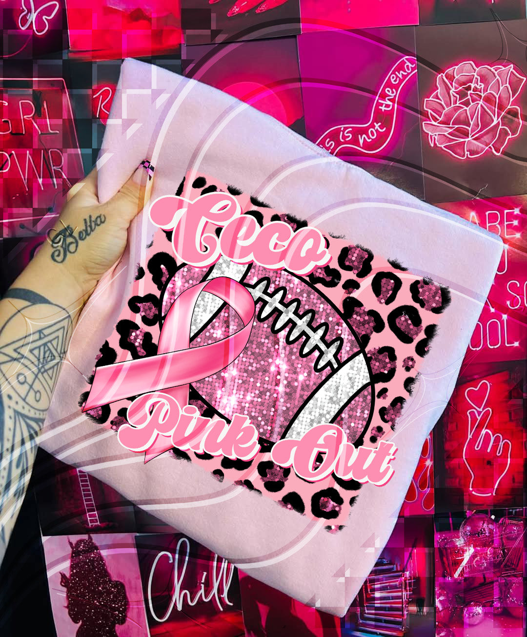 Pink Out Football Game Day Digital Design – Custom Team Name