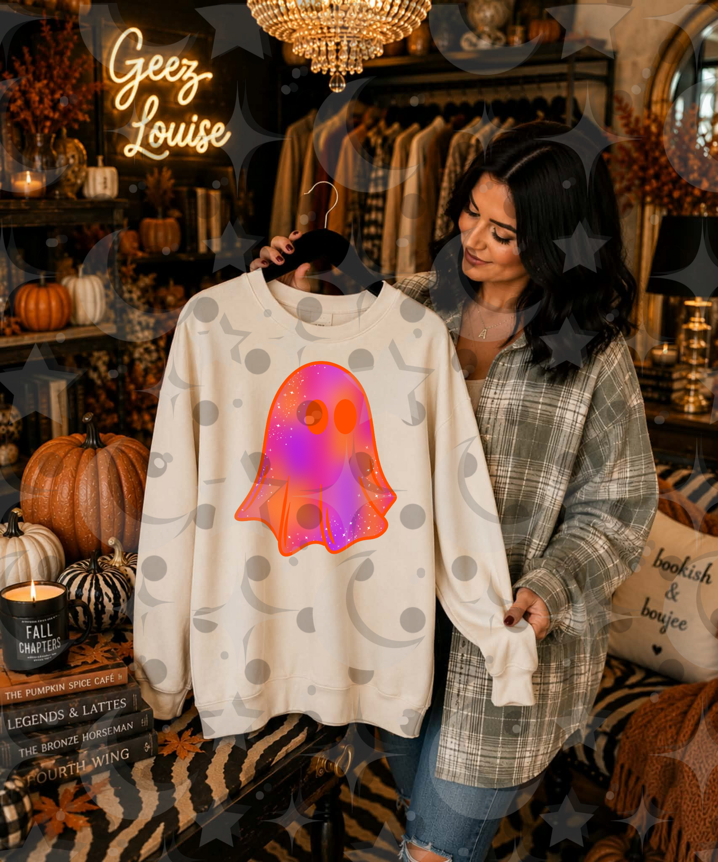 Sparkly Neon Ghost PNG | Cute Halloween Ghost Shirt Design | July 26 No FOMO Drive