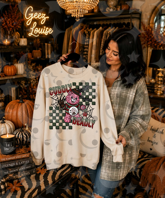 Cuddly Deadly PNG | Pink Horror Bear Halloween Shirt Design | July 26 No FOMO Drive
