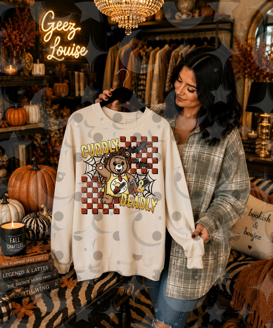 Cuddly Deadly PNG | Leatherface Horror Bear Halloween Shirt Design | July 26 No FOMO Drive