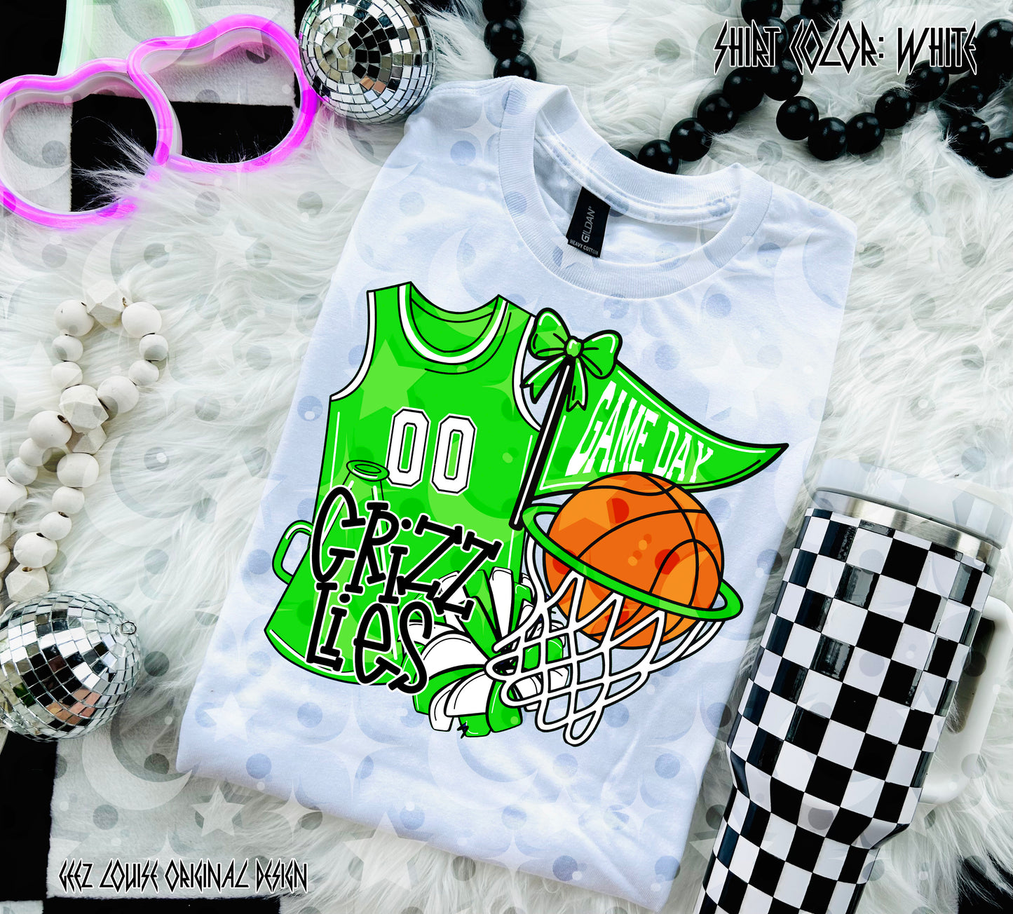 Basketball Game Day Digital Design | Custom Team Spirit PNGs (100+ Teams) - Light Green