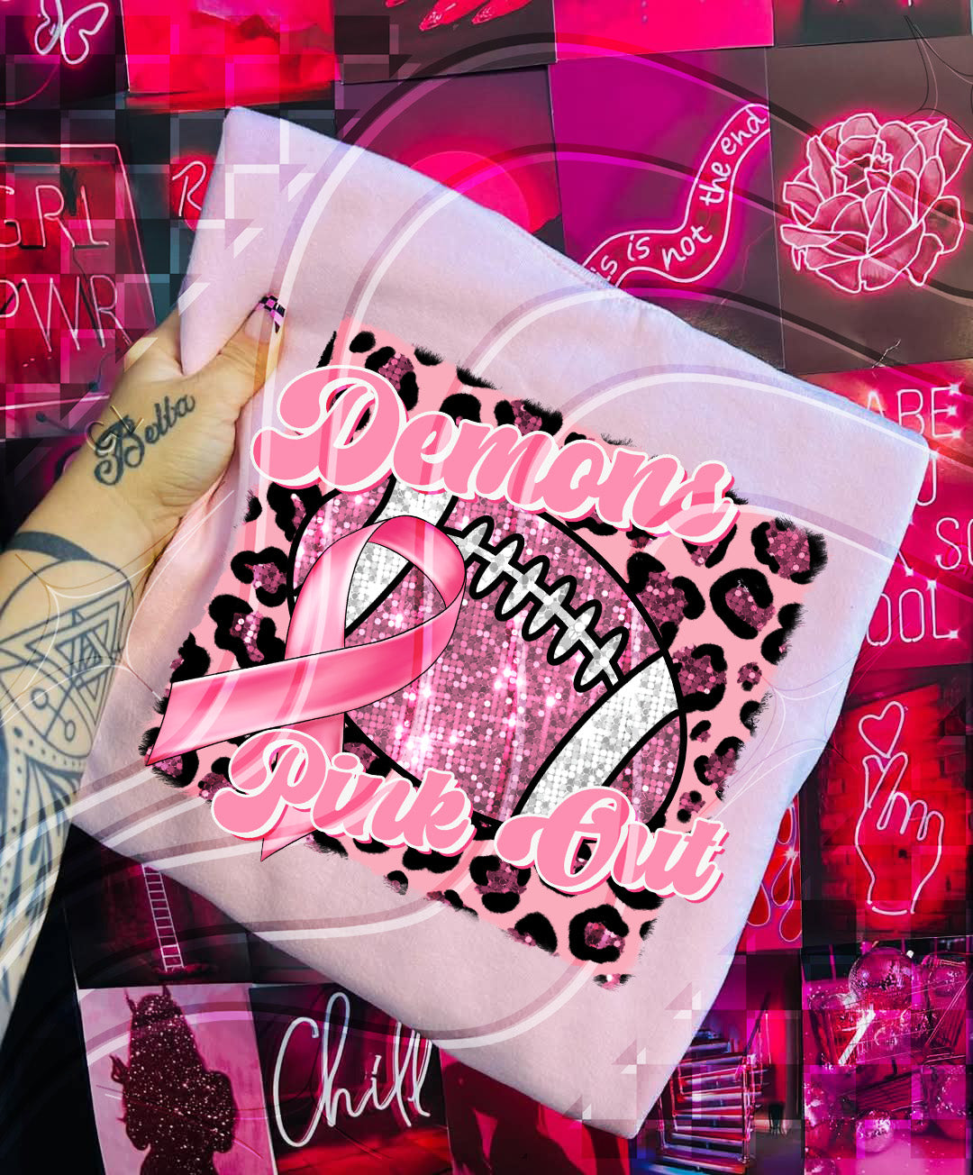 Pink Out Football Game Day Digital Design – Custom Team Name