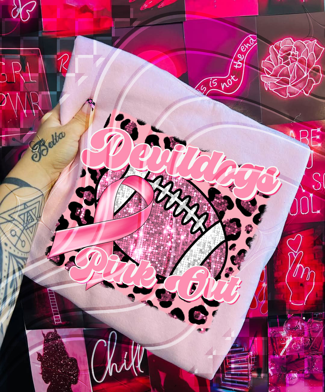 Pink Out Football Game Day Digital Design – Custom Team Name