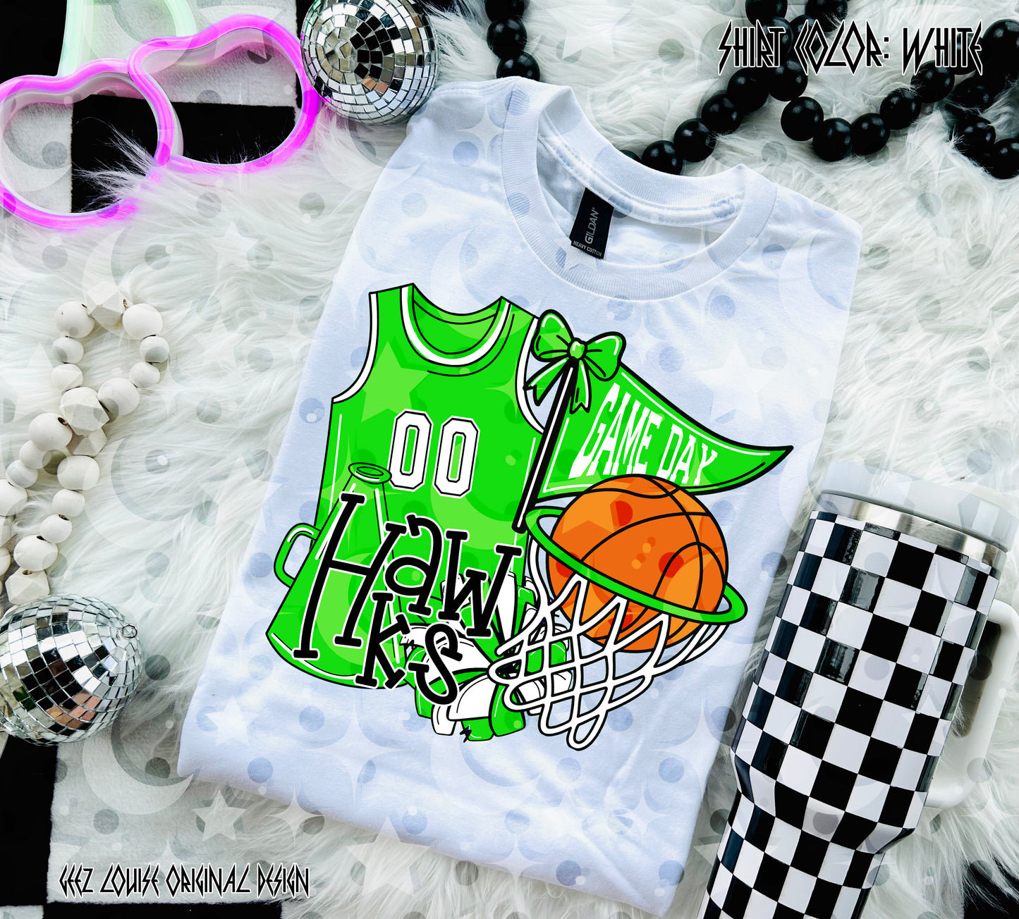 Basketball Game Day Digital Design | Custom Team Spirit PNGs (100+ Teams) - Light Green