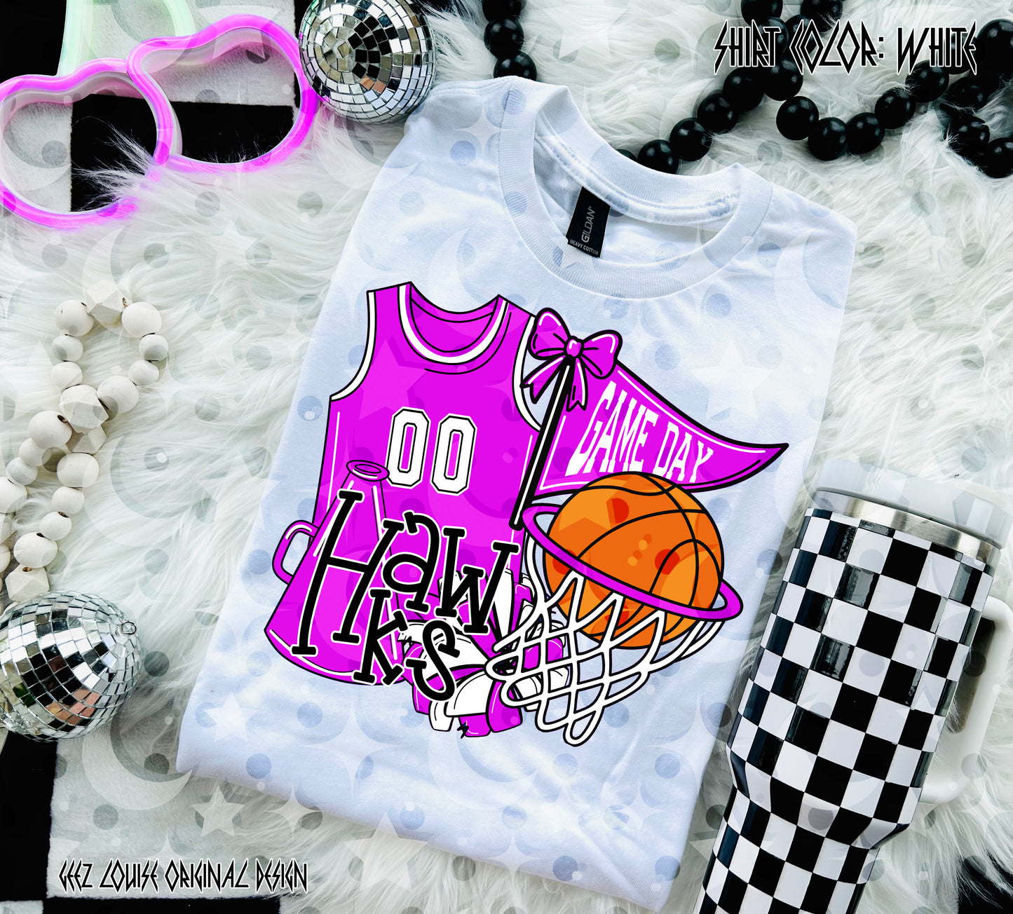 Basketball Game Day Digital Design | Custom Team Spirit PNGs (100+ Teams) - Pink