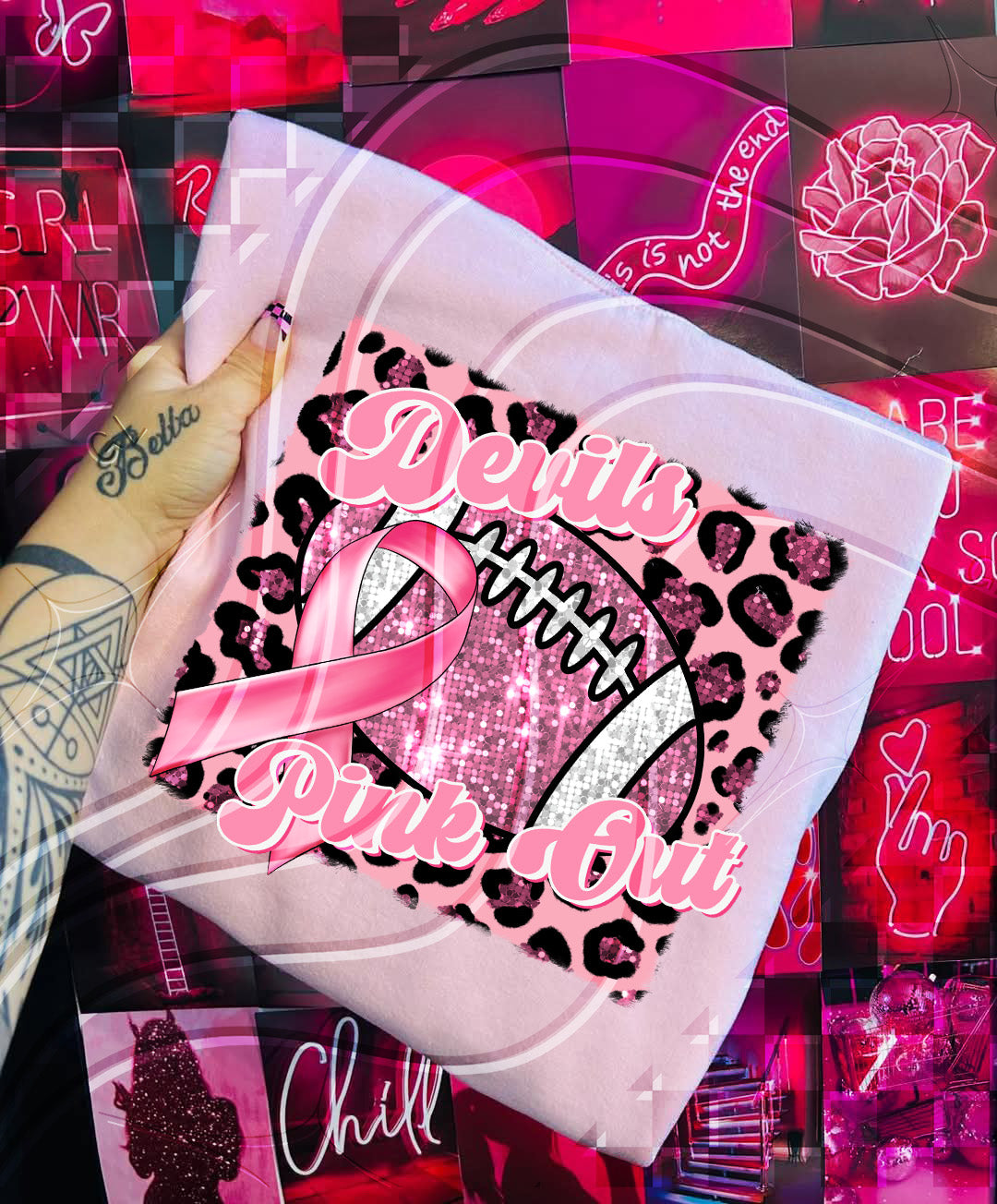 Pink Out Football Game Day Digital Design – Custom Team Name