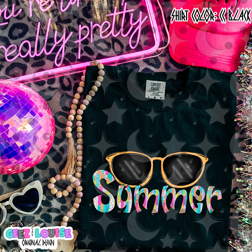 Summer Sunglasses PNG | Retro Summer Sublimation Design | Colorful “Summer” Graphic | Beach Vacation Shirt PNG