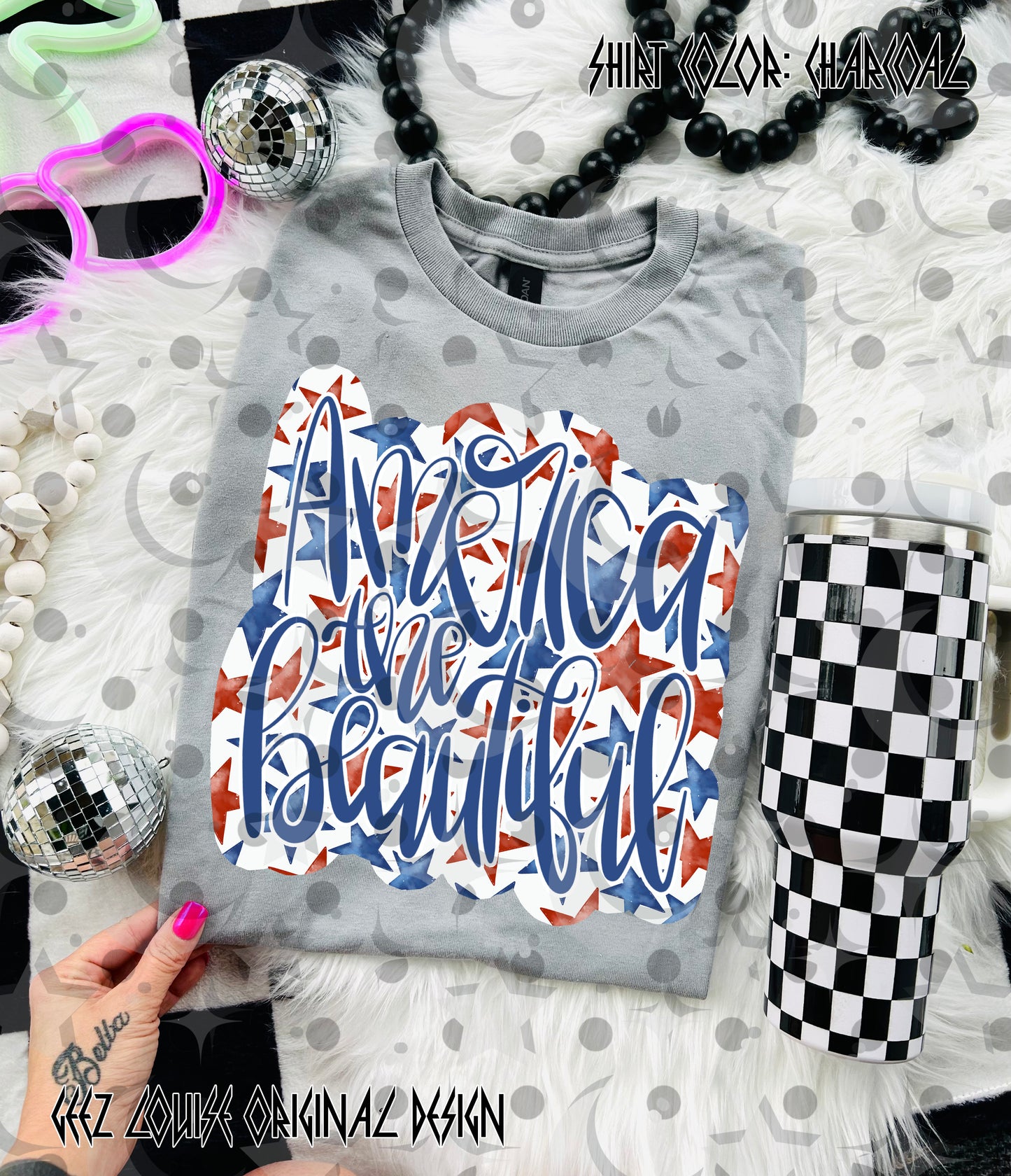 America the Beautiful PNG Bundle | 3 Patriotic Script Designs | Red White Blue Sublimation | 4th of July Shirt Designs