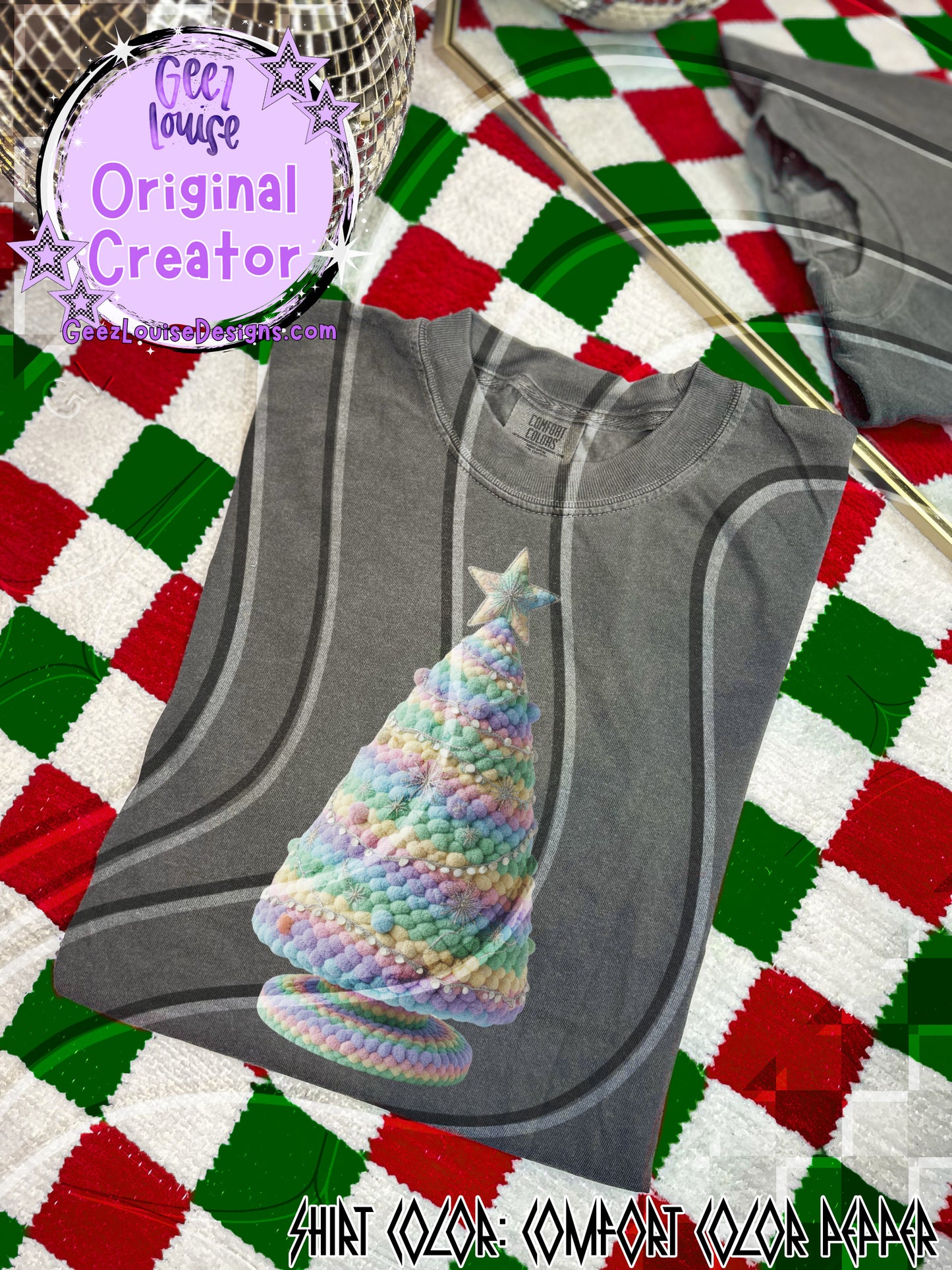Pastel Yarn Texture Christmas Tree Digital Design | Cozy Rope Stitch Effect | Soft Holiday Sublimation PNG