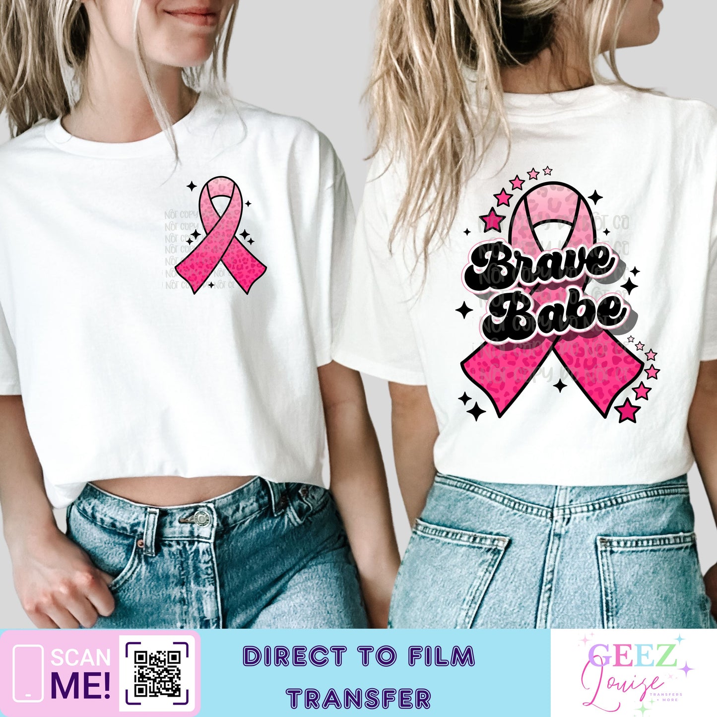 Breast cancer brave babe - Direct to Film Transfer - made to order