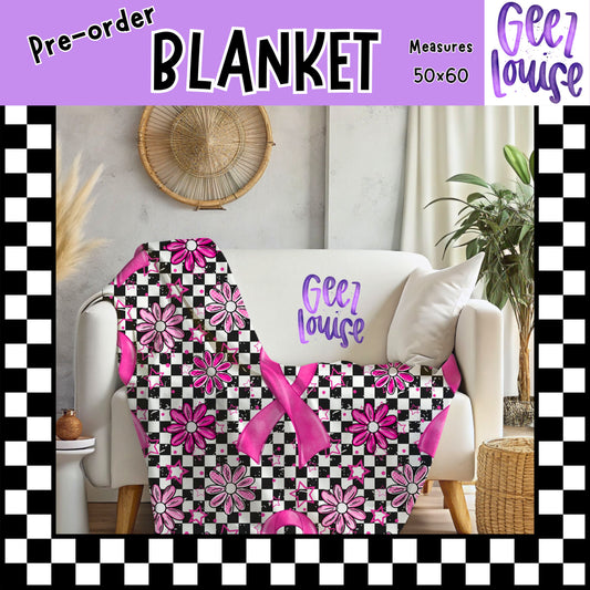Awareness Ribbon Throw Blanket – Pink Breast Cancer Support – 50x60 Pre-Order