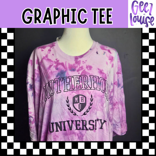 Motherhood University Bleach Dyed Graphic Tee - Ready to Ship