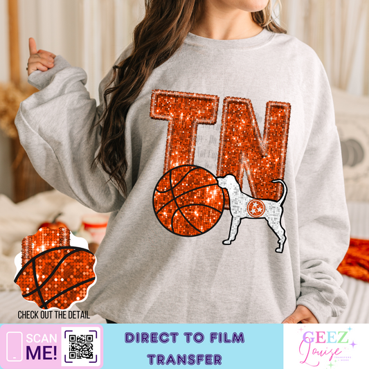 Tennessee basketball faux sequin embroidery - Direct to Film Transfer - made to order