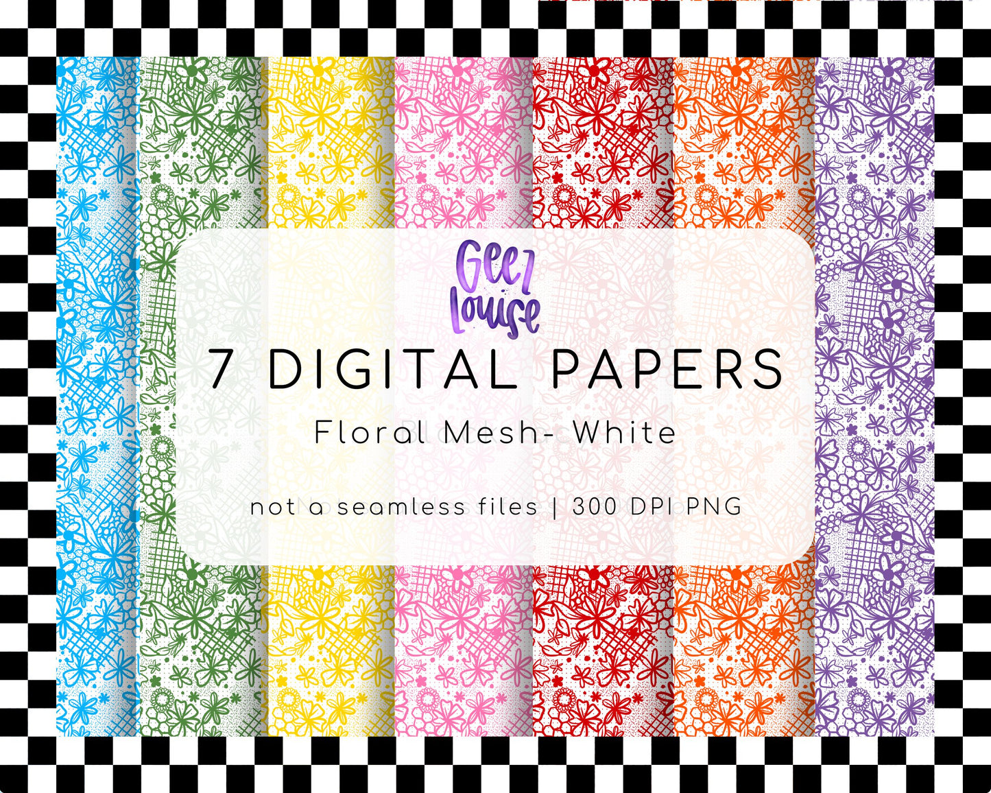 Floral Mesh – White Digital Papers | Lacey Floral PNGs | Non-Seamless Set