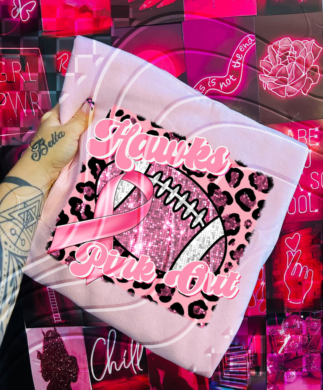 Pink Out Football Game Day Digital Design – Custom Team Name
