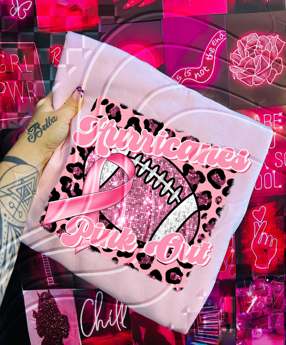 Pink Out Football Game Day Digital Design – Custom Team Name