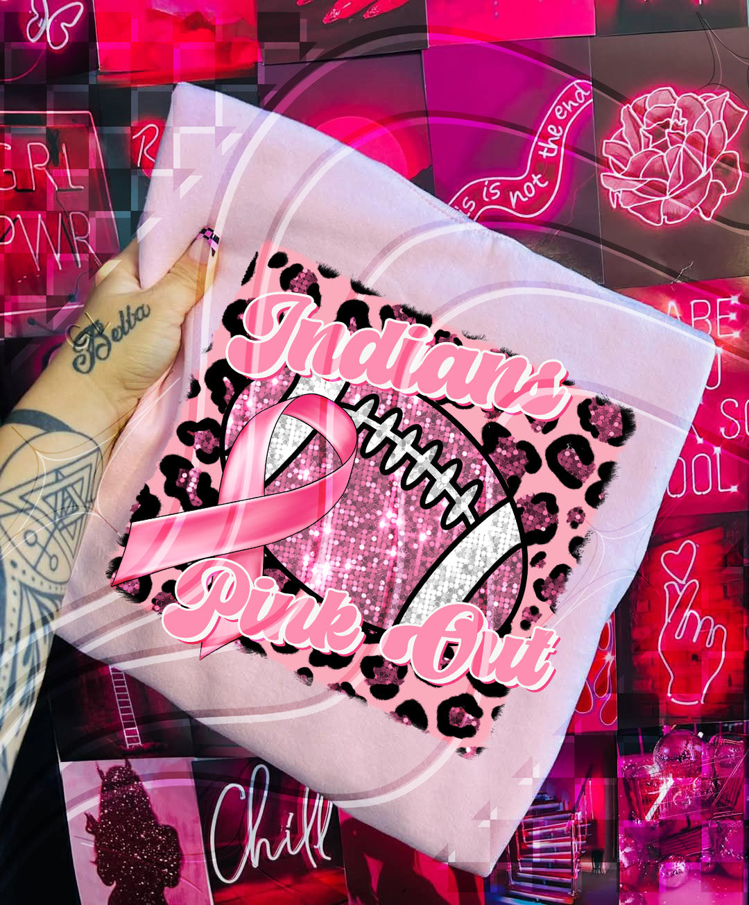 Pink Out Football Game Day Digital Design – Custom Team Name