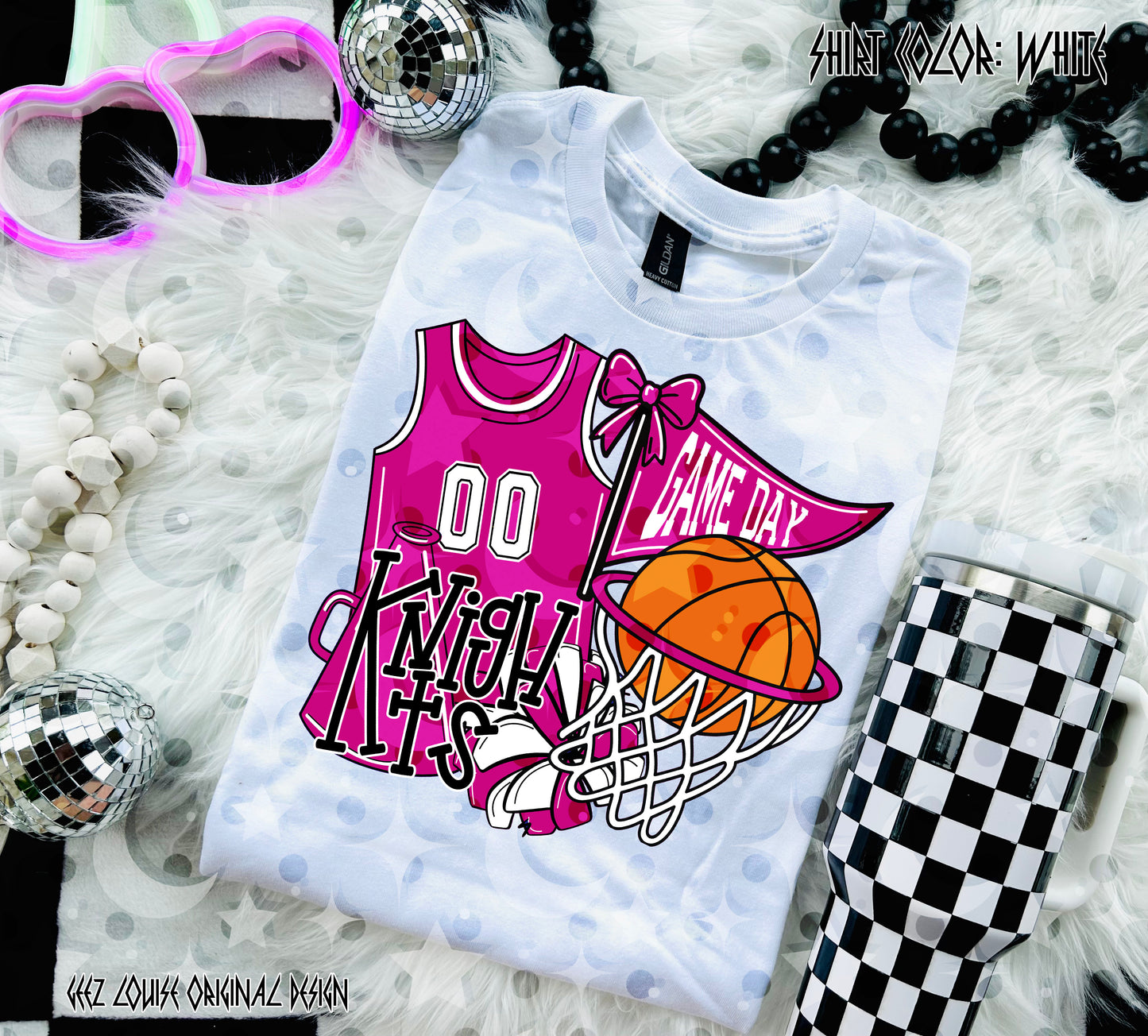 Basketball Game Day Digital Design | Custom Team Spirit PNGs (100+ Teams) - Dark Pink