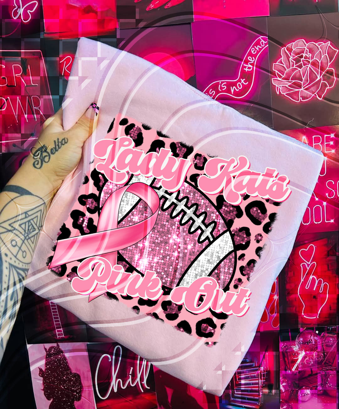 Pink Out Football Game Day Digital Design – Custom Team Name
